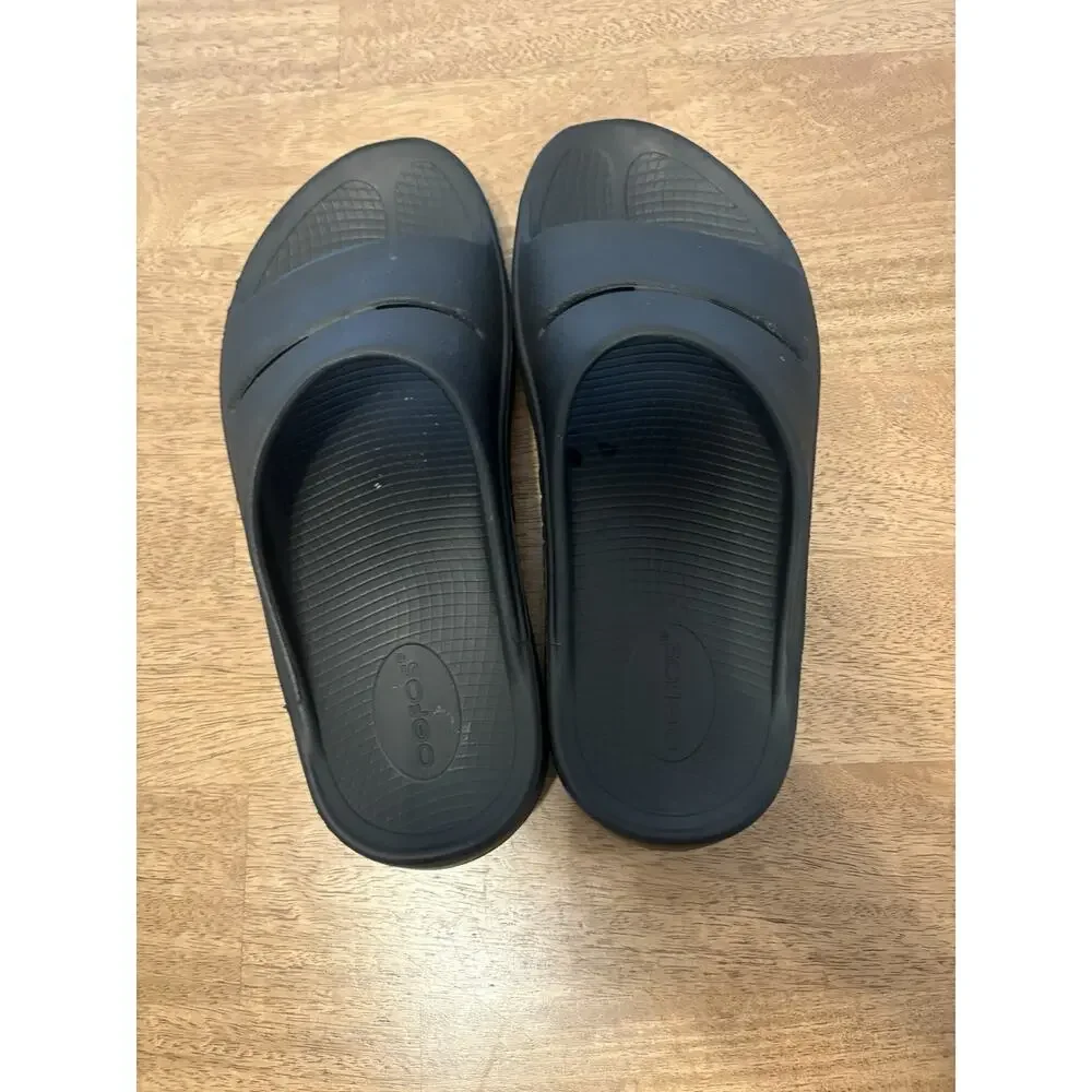OOFOS Ooahh Recovery Slide Sandals Black Men’s Size 8 Comfort Slip-On